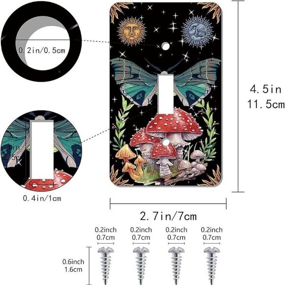 Mushroom fairy light switch cover with a butterfly design - Picture 2 of 4